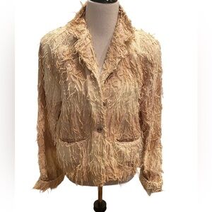 Kindred Spirit Vintage 80s Hand Woven Textured Fringe Jacket Large